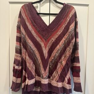 Free People Multicolor V-Neck Sweater
